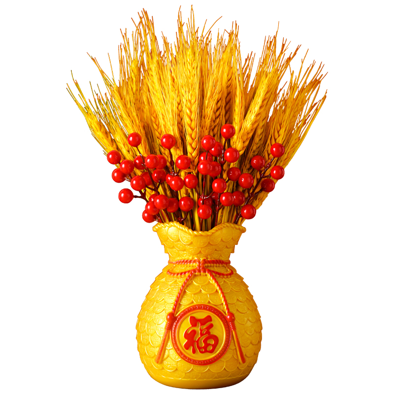 喜庆福袋摆件春节新年家居玄关客厅桌面装饰品乔迁开业招财花瓶子