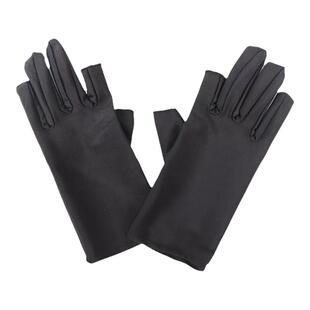 夏季二指防晒手套女薄款春秋骑行开车冰丝刺绣弹力触屏露指采茶