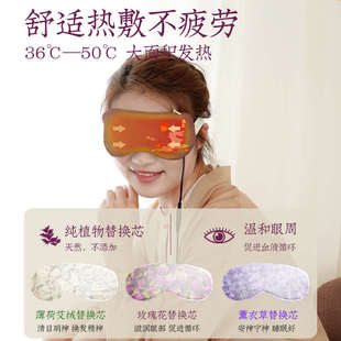 电加热蒸汽热敷眼罩缓解眼疲劳艾草绒助睡眠发热遮光眼罩usb专用