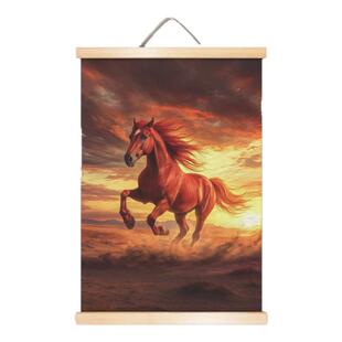 红日当头策马奔腾黄金骏马镇宅招财高端大气背景办公室玄关画挂画