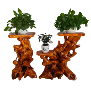 天然根雕花架底座原木客厅中式盆景鱼缸架实木树根艺阳台摆件仿古