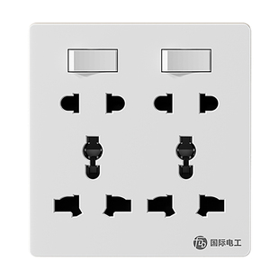 86型多功能十孔插座带开关墙壁五孔三孔暗装家用六孔14孔插座面板