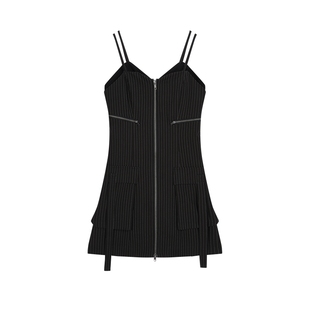 SLY 冬季新品办公室海妖风拉链吊带连衣裙030HAM33-4551