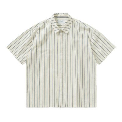 714street条纹泡泡纱短袖衬衫