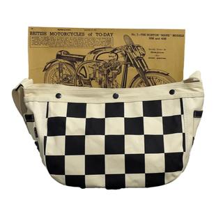 台湾JEF骑行斜挎包美式帆布包复古报童包大容量摩托车头盔骑士包