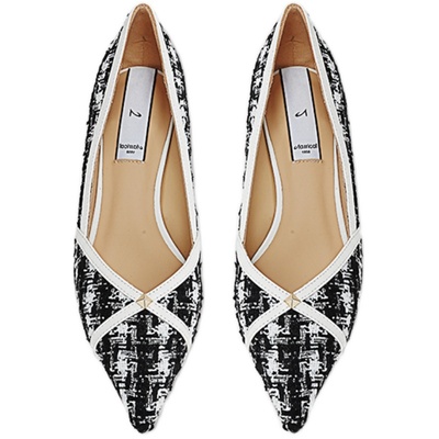 高跟鞋女单鞋新款小香风千鸟格尖