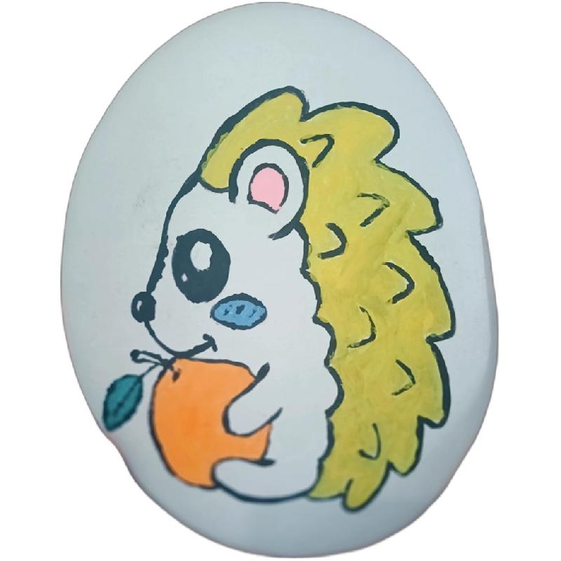 绘画石白底线稿石彩绘diy手工