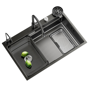 新款集渣水槽大单槽304不锈钢厨房洗菜盆洗碗槽手工水池台下加厚