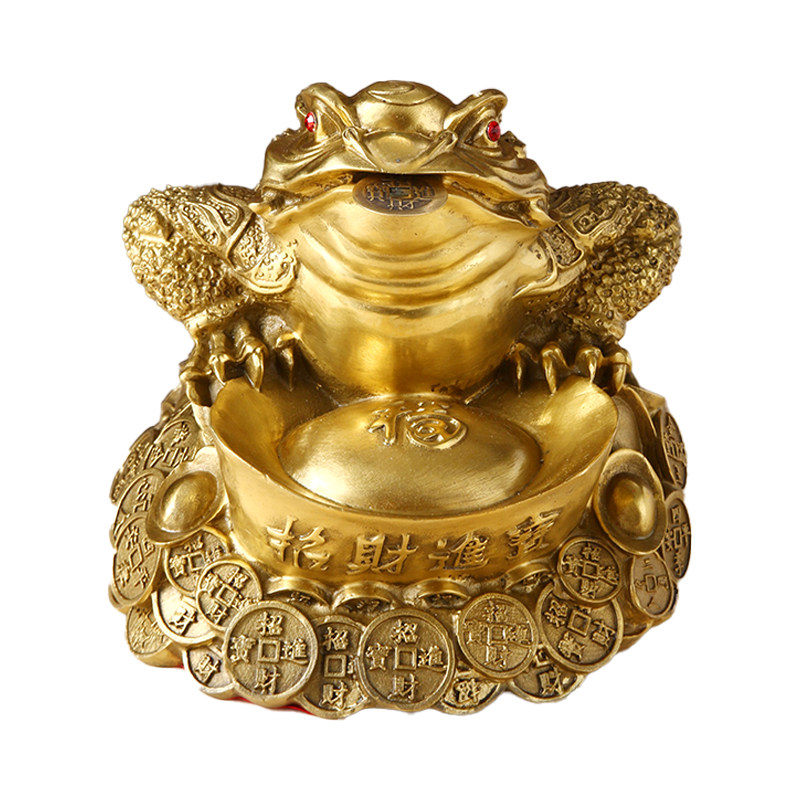 铜金蟾招财摆件纯黄铜三足金蝉蟾蜍客厅店铺开业礼品八方来财文玩