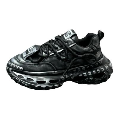 男鞋秋季2025新款潮牌轮胎鞋复古做旧厚底增高运动休闲老爹鞋男款