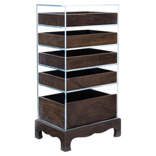 半茶伴木“琳琅阁”北美黑胡桃木收纳展示柜钢化玻璃茶具落地柜