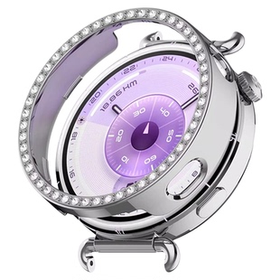 适用华为GT6手表PC镶钻镂空保护壳watchgt6流光紫表带5运动智能保护套GT4女生41马鞍棕5pro冰川白配件