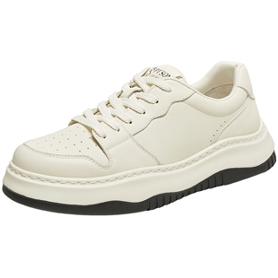 商场同款百田森板鞋男款2025新款春季男鞋厚底鞋男士休闲白鞋子