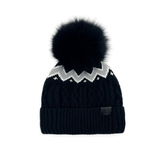 费尔岛加绒麻花针织帽子女秋冬保暖加厚护耳防风狐狸毛球毛线帽男