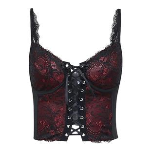 wannathis 哥特风打歌服蕾丝黑红色吊带女外穿胸衣亚文化热辣上衣