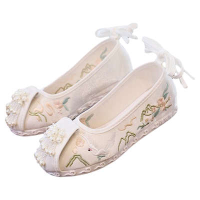 新款古装戏汉服鞋原创软底舞蹈鞋中式婚鞋影视表演增高绣花布鞋女