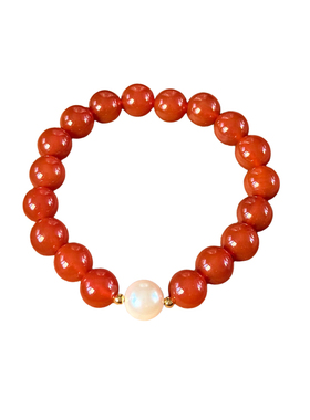 天然7A级冰透红玛瑙手链女