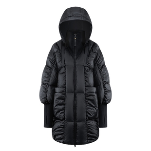 艾莱依奥莱国风羽绒服女冬季新款鹅绒针织翻领中长款外套国色系列