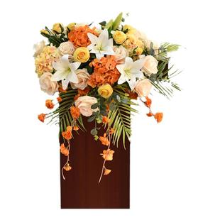 高端商务会议讲台花仿真花演讲台主席台发布会桌花签到台假花装饰