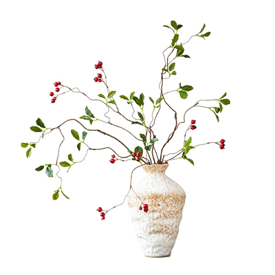 掬涵仿真柿子果实树枝假花摆件