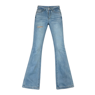 李李服饰破洞丰胯纯欲微喇牛仔裤女2026夏款低腰修身提臀微喇裤