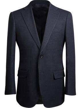 婚礼西服黑色条纹新郎伴郎平驳领