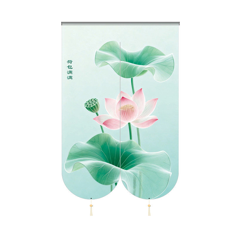 荷花净秽门帘免打孔家用风水化解
