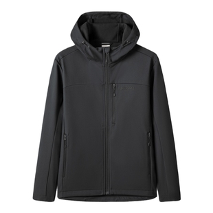 outdoor products秋冬新品软壳外套男防泼水透气加绒保暖连帽外套