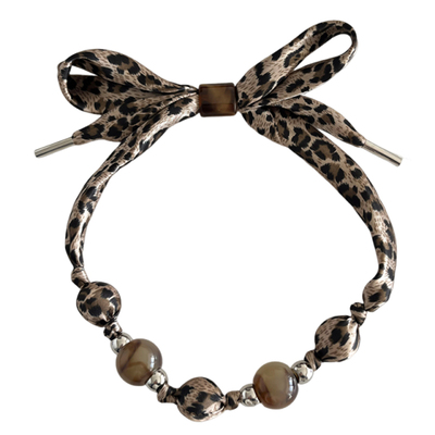 美拉德豹纹印花丝巾项链女秋