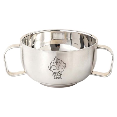 奥特慢316不锈钢儿童碗带盖防烫宝宝喂养勺隔热防摔带手柄饭碗