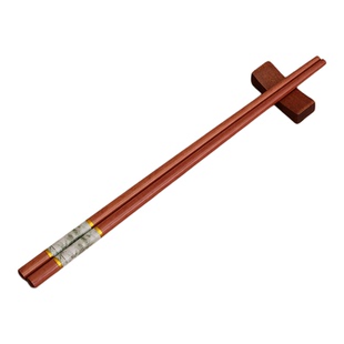 翡翠绿 天然红檀木筷子家用防霉高档木质快子新中式防滑无蜡 木筷