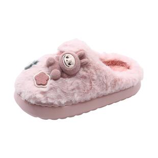 拉布布儿童棉拖鞋女童冬季新款男童室内家居女孩大童保暖棉鞋拖鞋