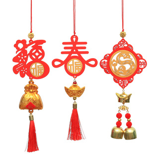 马年新年春节礼物花盆景树挂件双色木牌生肖过年元旦商场装饰