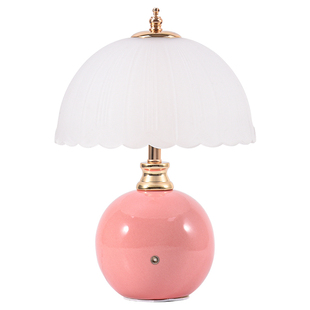 蘑菇水母台灯奶油风卧室床头柜灯高级感轻奢儿童房女孩网红小夜灯