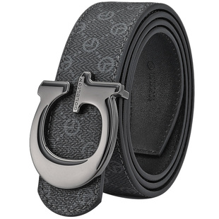 金利来商务休闲皮带男新款时尚印花平滑扣腰带pvc板扣裤带