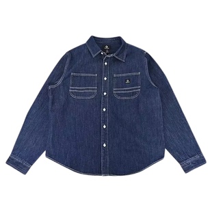 匡威秋款男女蓝色牛仔上衣多口袋叠穿外套休闲衬衫10028411-A01