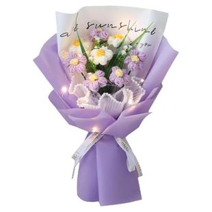 创意成品仿真花毛线花针织泡芙花束手提袋生日礼物公司惊喜礼品