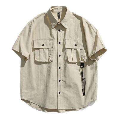 BDCT  2024日系工装短袖衬衫男 夏季休闲薄款口袋宽松衬衣
