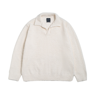 古叔的着 海鸥领慵懒毛衣男秋冬新款长袖套头糯米绒打底针织衫