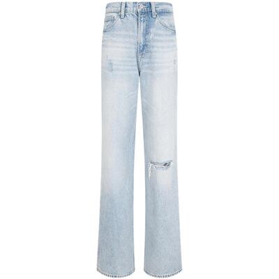 Tommy女装破洞中腰阔腿牛仔裤