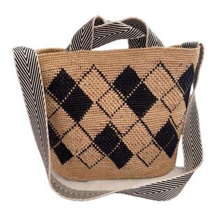 法式复古菱格拉菲草编包手提包女夏天海边度假大容量沙滩包菜篮子