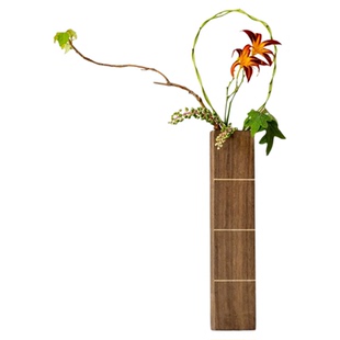 壁挂花器新中式花瓶禅意仿真花艺实木插花壁饰客厅侘寂风挂墙花盆