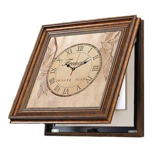 新款电表箱装饰画带钟表免打孔配电箱遮挡装欧式电闸盒液压式客厅