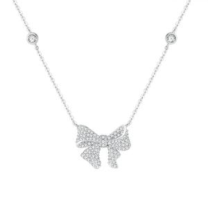 周大生蝴蝶结项链纯银S925轻奢简约高级设计感生日礼物送女友