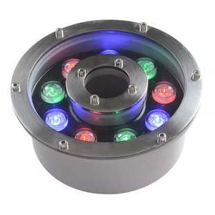 LED喷泉灯涌泉灯七彩水景灯水池防水环形中孔水底鱼池12V24V射灯
