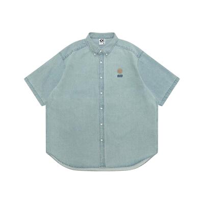 Aape猿人小标徽章做旧牛仔衬衫