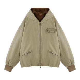 BJHG不计后果巴恩风工装棉服外套男款冬装美式复古做旧仿貂毛棉衣