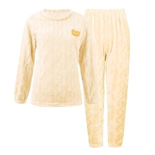 雅黛俪睡衣女款冬季2025年新款珊瑚绒睡衣居家服女3D提花纹理保暖