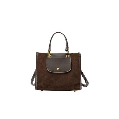 fed麂皮牛二层皮反绒磨砂皮邮差包小方包手提包单肩斜挎包BFA9466