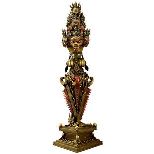 欧斯特尼泊尔进口牛头铜金刚撅室内家用秽迹金刚杵带底座摆件